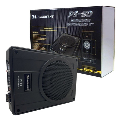 Caixa Slim Amplificada Hurricane Ps-8d Subwoofer 8  200 Wrms