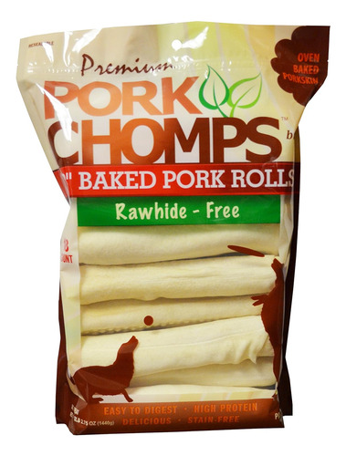 Baked Pork Skin Dog Chews, 8-inch Rolls, 18 Count (pack Of 1