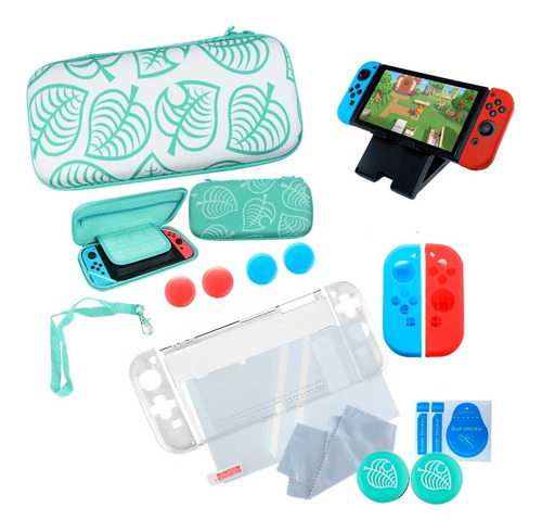 Kit Para Switch Estuche Protector Accesorios Mica