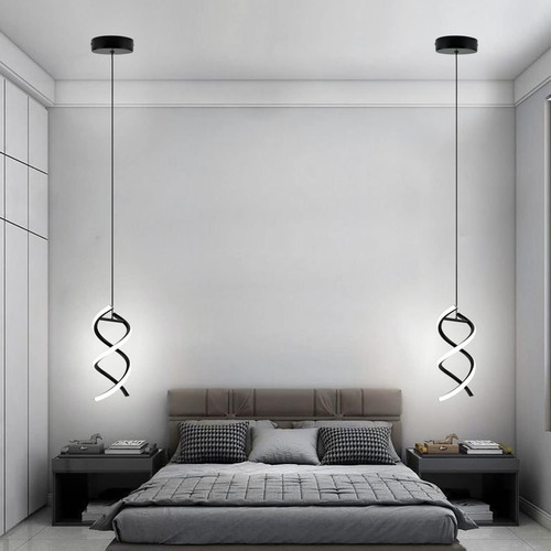 Lámpara Colgante Led Espiral 15w Luz Fría Moderna Ajustable