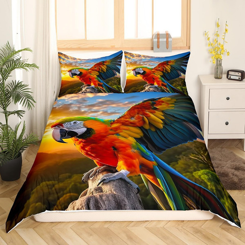 Erosebridal Funda De Edredón De Loro, Juego De Cama Lindo De