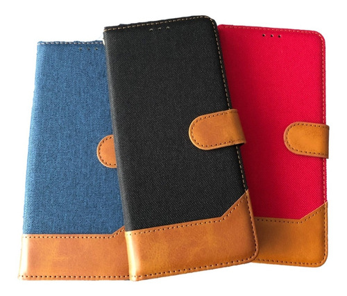 Para Samsung S9+ - Funda Billetera Cuero Y Tela - Colores