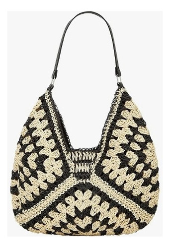 Bolso De Hombro Para Dama Hobo De Paja Con Asas Cafe