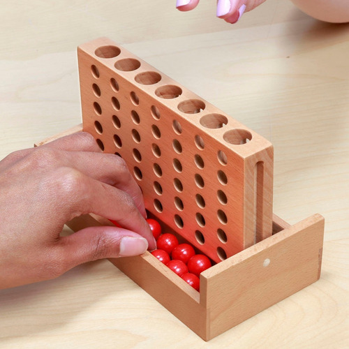 Juego De Mesa 4 En Fila Tablero Madera Estrategia 4 In A Row