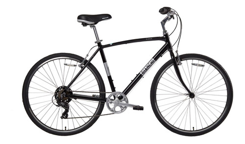 Bicicleta urbana masculina Bianchi Siena R700 18.5" 7v frenos v-brakes cambio Shimano Tourney TY300 color negro