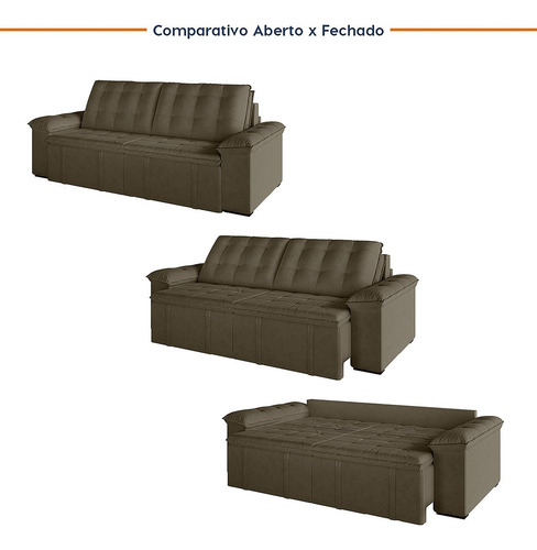 Sofá Cama Palmeira 3 Lugares Retrátil Reclinável 2,20m Wt