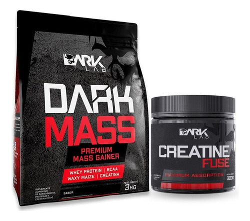 Hipercalorico Dark Mass 3kg + Creatina Fuse 300g - Dark Lab Sabor Cookies