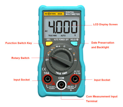 Multímetro Digital Richmeters Lcd 404a Smart Voltage 4000