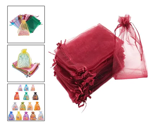 100 Bolsas De Organza Con Cordón, Bolsas De Regalo De