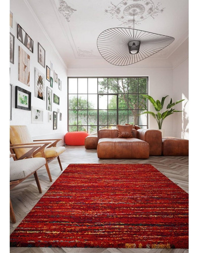 Alfombra Shaggy Sherpa Colores 160c230 Cm Rojo Diseño De La Tela Polipropileno