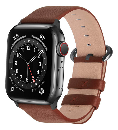 Fullmosa Yan Correa Cuero Compatible Con Iwatch Se, Apple Watch Series 7/6/5/4/3/2/1 Apple Watch Correa/pulsera/band 38 Mm 40 Mm 42 Mm 44 Mm, Marrón + Hebilla De Ahumado, 42 Mm/44 Mm/45 Mm