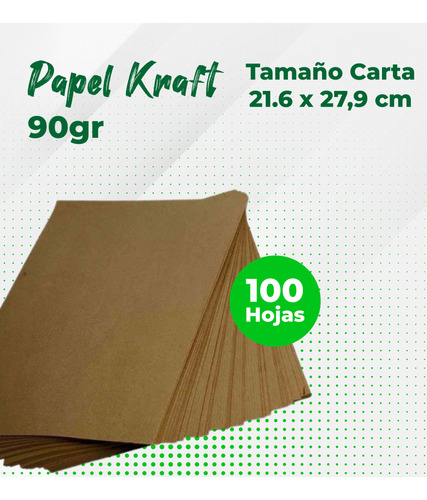 Papel Kraft 90 Gr / Pack 100 Hojas 