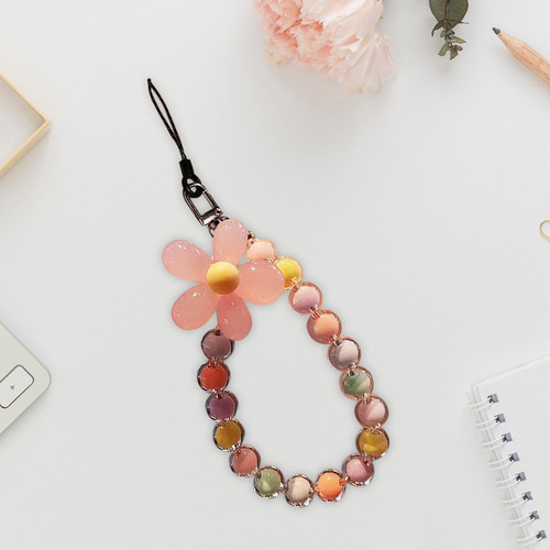 Lindos Dijes Para Teléfono, Cordón Cuentas De Color Rosa