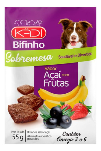 Kit 12un Bifinho Cães Sobremesa Açaí Com Frutas 55g Kadi