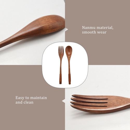 Juego De Cucharas Y Tenedores Japoneses De Madera De 9 Pulga