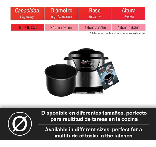 Olla A Presión Eléctrica Magefesa Easy Express 6l Mgf6402 Plateado 1