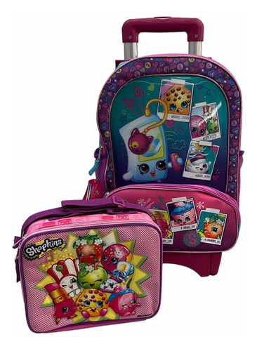 Shopkins Mochila Lonchera Primaria Rueditas Original Escolar