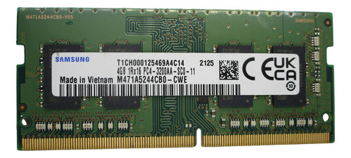 Memoria Ram Samsung 4gb 1rx16 Pc4-3200aa-sc0-11 Ddr4 Sodimm
