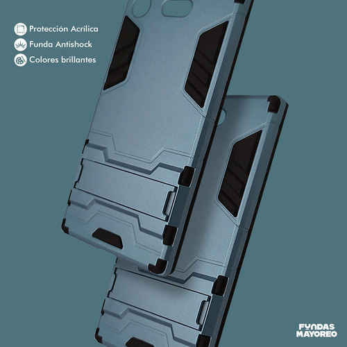 Funda Iron Para Xperia X Carcasa Antishock Con Mica Gris Espacial