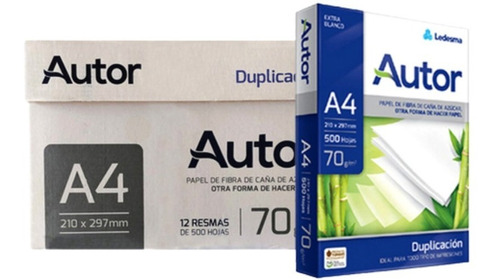 Resma A4 70grs Autor X500 Hojas X12 Unidades