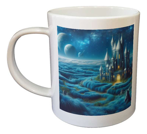 Taza Plastico Castillo Hojalatal Flora Y Fauna Azulada M2