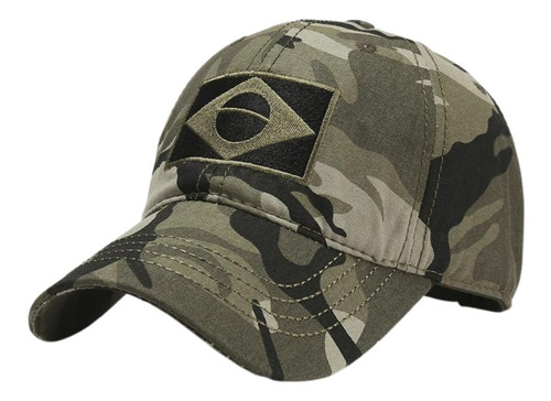 Imagem 1 de 5 de Boné Tático Bandeira Do Brasil Bordado Camuflado Preto Verde