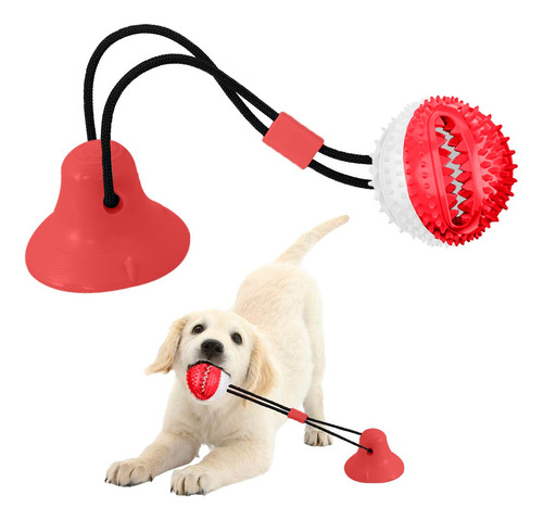 Juguete Pelota Con Ventosa Dispensadora De Premios Mascotas Color Rojo Con Blanco