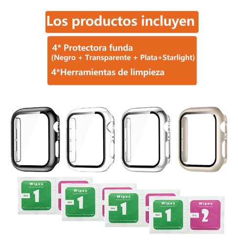 A 4pzs Fundas Con Mica Cristal Templado Para Apple Watch S10