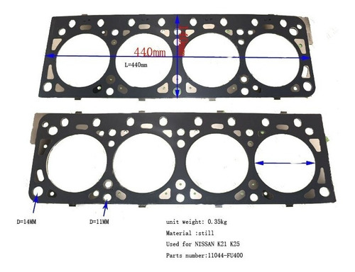 Junta Tapa Cilindro Nissan K21 K25 Autoelevador Amianto 