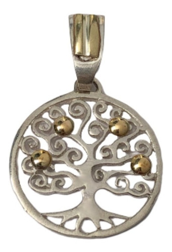 Pulsera Rolo Plata Y Oro Con Árbol De La Vida (i544/o)