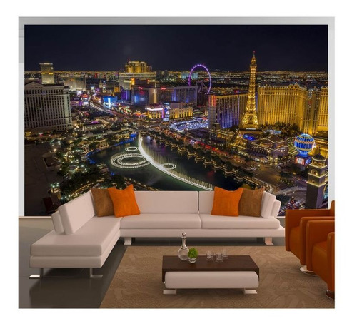 Adesivo De Parede Cidade Las Vegas Cassinos 3d 4,5m² Ncd243