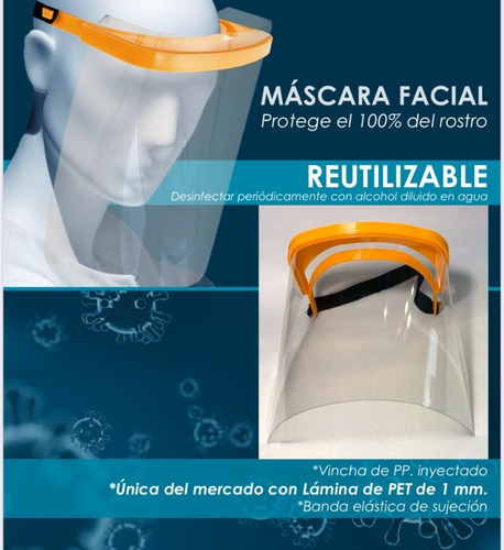Imagen 5 de 6 de Mascara Protector Facial Re Utiliz. Barrera Sanitaria X 2 Un