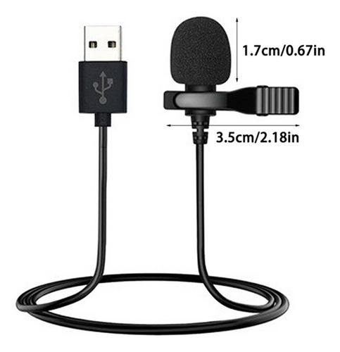 ~ Micrófono De Solapa Usb De 1,5 M Para Pc Y Computadora
