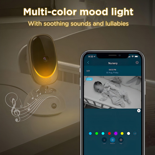Motorola Comfort85-2 Connect - Monitor De Vídeo Hd Wi-fi Para Bebé Y Hogar Con Luz De Estado De Ánimo, 2 Cámaras
