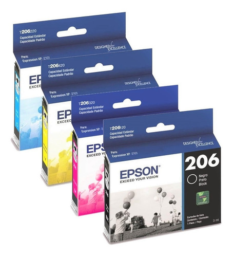 Imagen 7 de 10 de Combo Cartuchos Epson 206 Negro + 3 Col