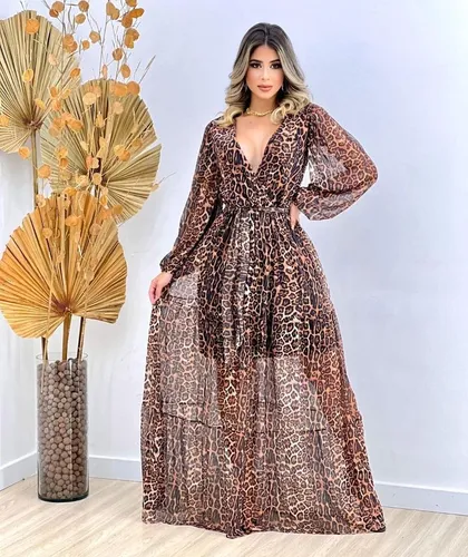 Vestido Longo Animal Print MercadoLivre