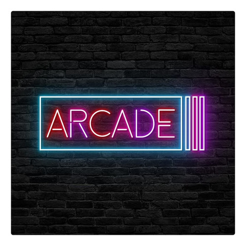 Letrero Led Neon Arcade Game Retro Ancho 43cm Luminoso