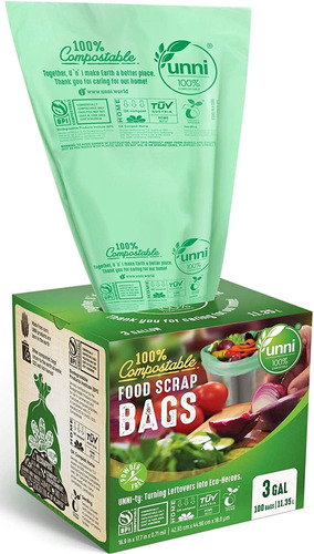 Bolsas Unni Astm D6400, De 11.35 Lt, Compostables, 6 X 100ud