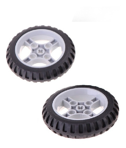 2 Unidades Llanta 66mm Compatible Con Lego Ejes Tipo D