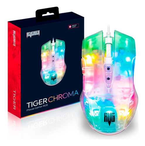 Mouse Gamer Transparente 3600 Dpi Led Rgb Revenger - Mo-tgr0