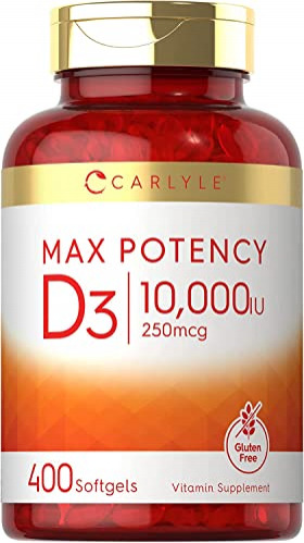 Suplemento Carlyle De Vitamina D3, 10000 Ui, 400 Cápsulas Bl