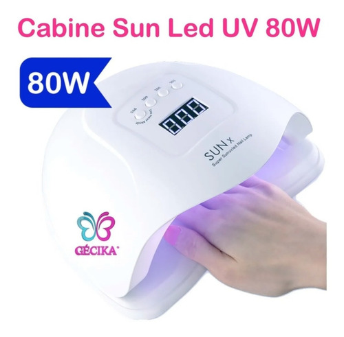 Imagem 2 de 5 de Kit Unha Acrigel Lixa Porquinho Cabine Sun5 80w Kit Gecika