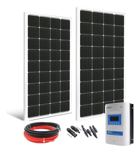Kit Placa Solar 420w Resun (2x210w) Controlador 40a E Cabos