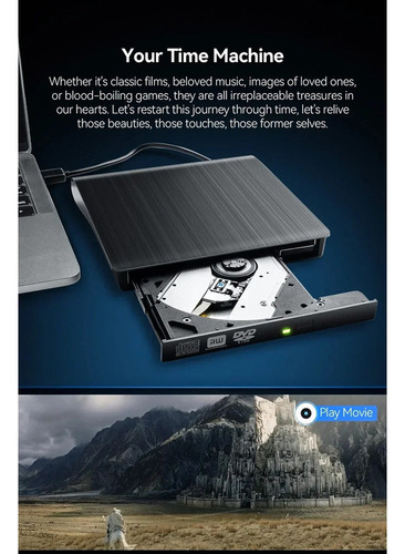 As Leitor De Cd Usb 2.0 Externo Portátil Para Desktop
