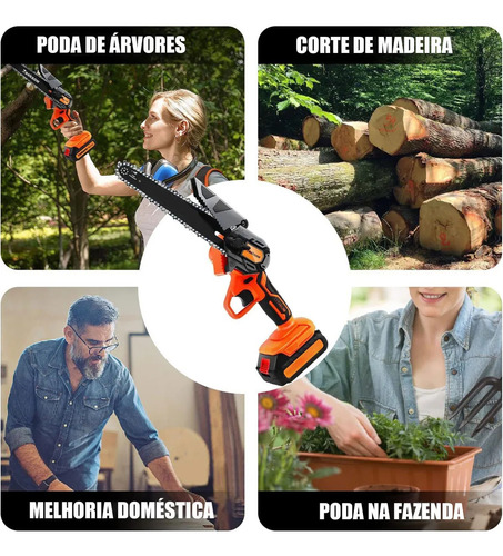 Mini Motosserra Sem Fio de 6 Polegadas - Portátil, com 2 Baterias, Ideal para Jardinagem e Corte Elétrico | motoserra eletrica | mini motosserra a bateria | motosserra a bateria | mini motoserra