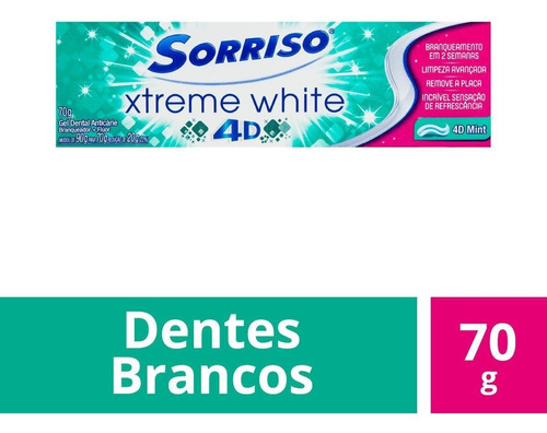 Pasta de dentes Sorriso Xtreme White 4D Branqueador Mint  em gel 70 g