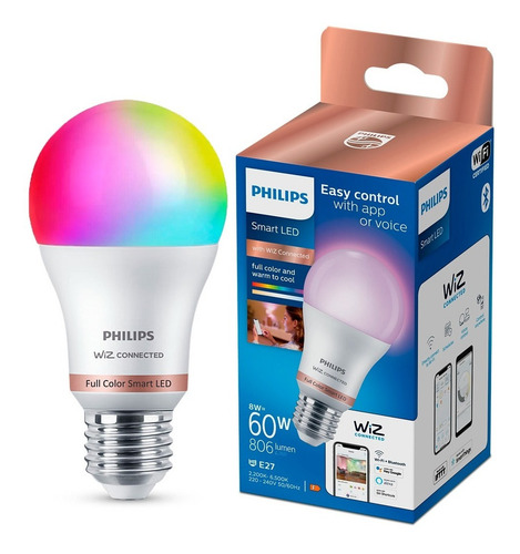 Imagen 2 de 10 de Lampara Led Inteligente Philips Wifi Smart Color E27