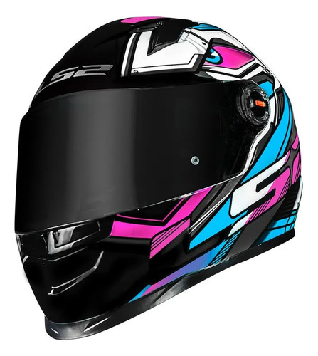 Capacete Ls2 Ff358 Classic Xdron Cyan + Viseira Rosa Solido 60