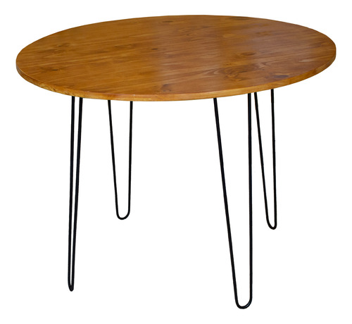 Mesa 80cm Madeira Pinus Estilo Minimalista Com Pés De Ferro