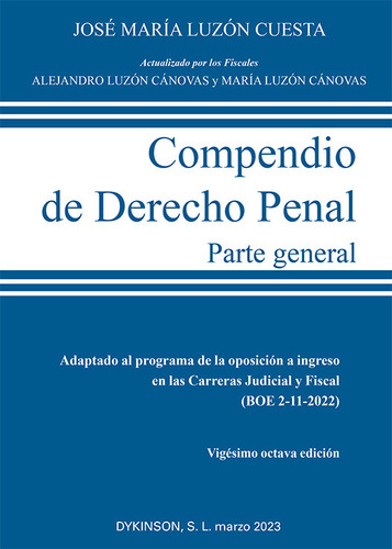 Libro Compendio De Derecho Penal. Parte General - Luzon C...